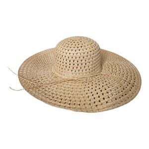 NEW Women's Floppy Hat With Bow in Natural Tan Beige Color (17" diameter)